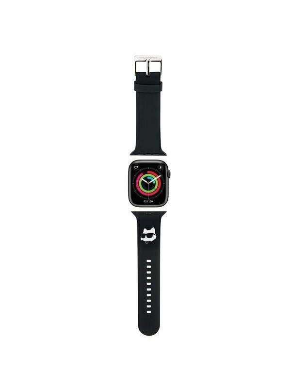 Karl Lagerfeld Pasek KLAWLSLCNK Apple Watch 42/44/45/49mm czarny/black strap 3D Rubber Choupette Head