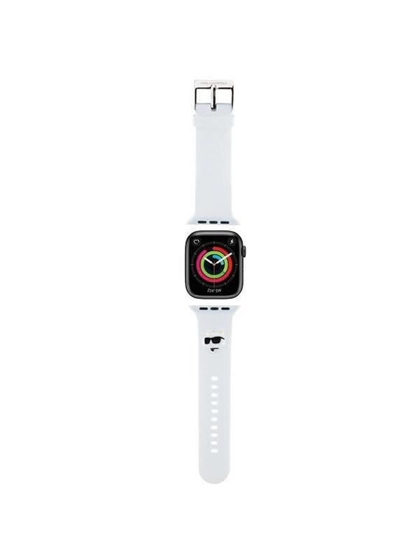Karl Lagerfeld Pasek KLAWMSLCNH Apple Watch 38/40/41mm bialy/white strap 3D Rubber Choupette Heads