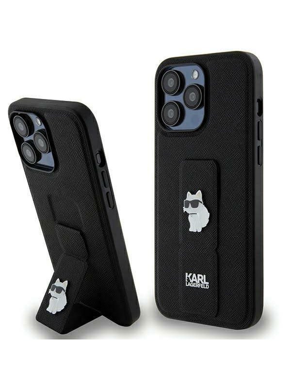 Karl Lagerfeld Karl Lagerfeld KLHCP13LGSACHPK iPhone 13 Pro / 13 6.1" czarny/black hardcase Gripstand Saffiano Choupette Pins