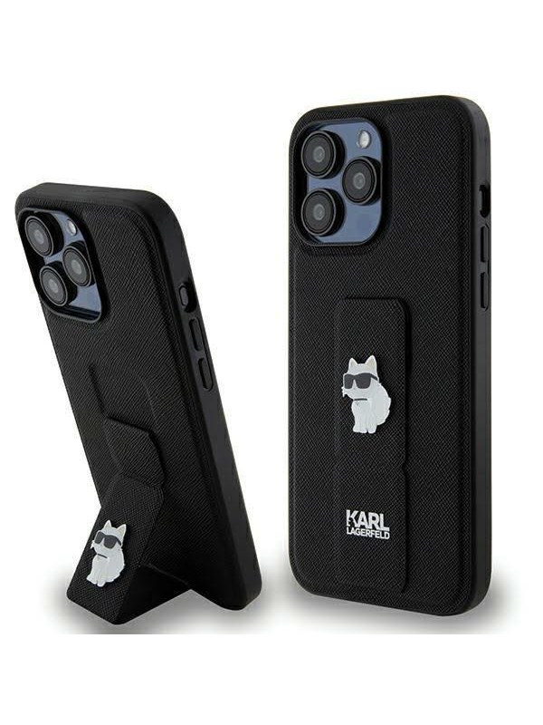 Karl Lagerfeld Karl Lagerfeld KLHCP13XGSACHPK iPhone 13 Pro Max 6.7" czarny/black hardcase Gripstand Saffiano Choupette Pins