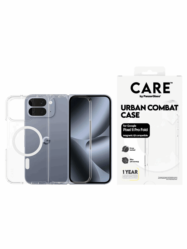 CARE by PanzerGlass Urban Combat Case Transparent w. White Qi Google Pixel 11 Pro Fold