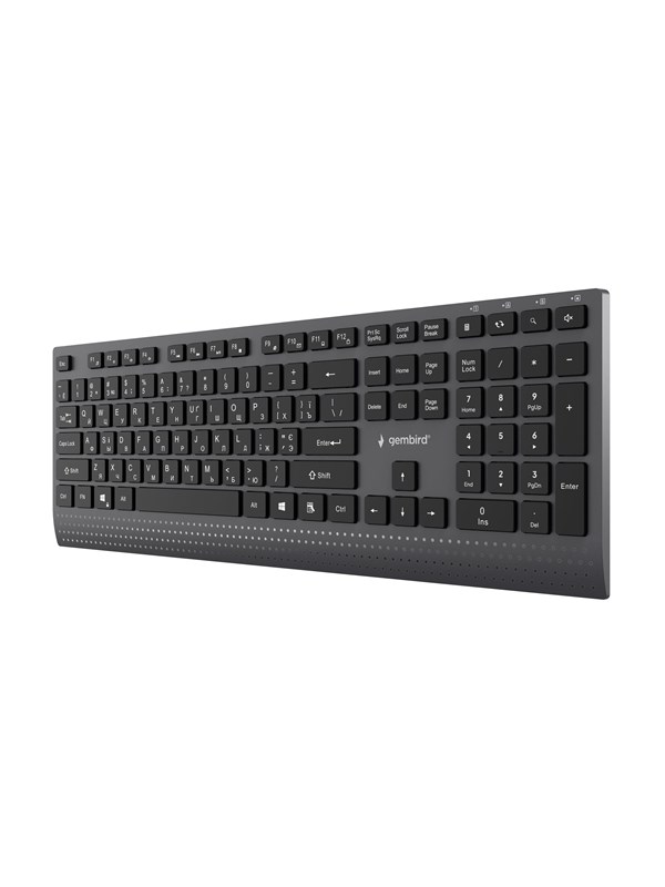 Gembird - keyboard - slim multimedia full size - Cyrillic - black Input Device - Tastatur - Cyrillic - Sort