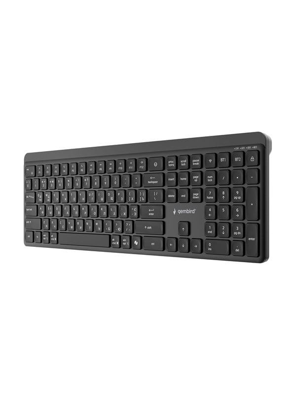 Gembird - keyboard - dual-mode pro-business slim full size - Cyrillic - black Input Device - Tastatur - Cyrillic - Sort