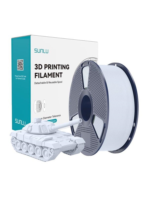 Sunlu High-Speed PLA+ Filament til 3D Printer - 1.75mm, 1kg - Hvid