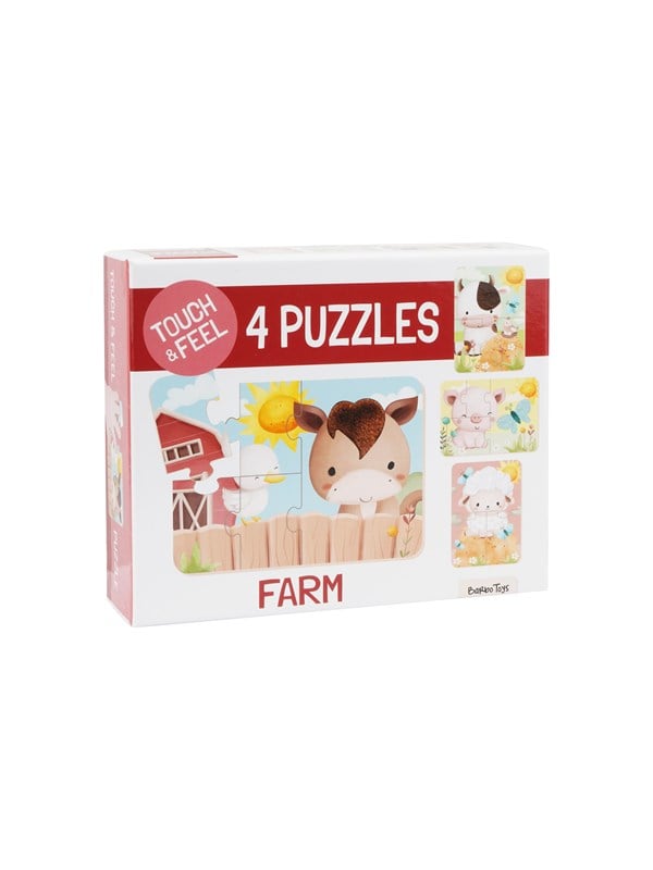 Rør Og Føl Puslespil - 4 Motiver - Bondegårdsdyr - Barbo Toys