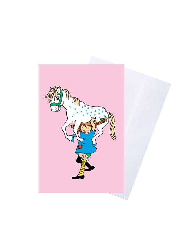 Pippi Langstrømpe Pippi - Greeting Card w. Envelope - Blue
