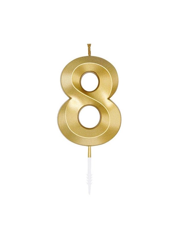Globos Cake Candle 6cm Metallic Gold no. 8