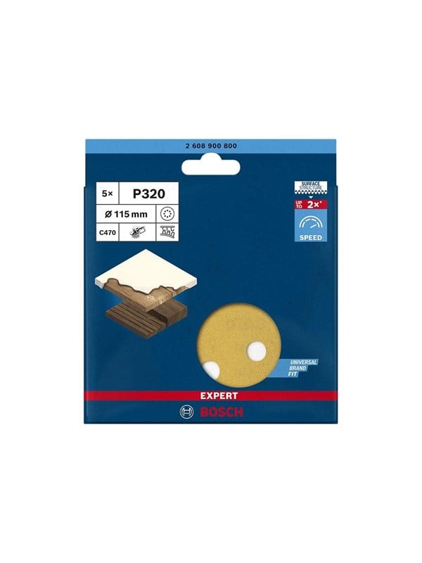 Bosch Expert C470 - Sandpapirsark - for mal på træ, hardwood - 5 stykker - rund - kornstørrelse: P320 - 115 mm