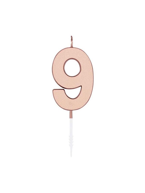 Globos Cake Candle 4.5cm Metallic Rose Gold no. 9
