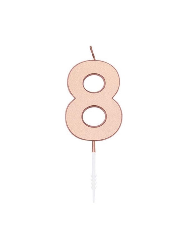 Globos Cake Candle 4.5cm Metallic Rose Gold no. 8