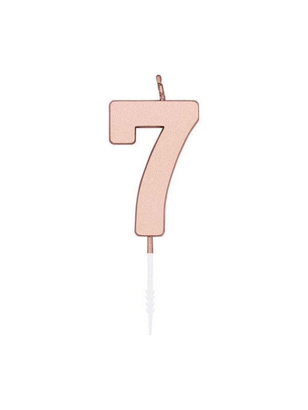 Globos Cake Candle 4.5cm Metallic Rose Gold no. 7