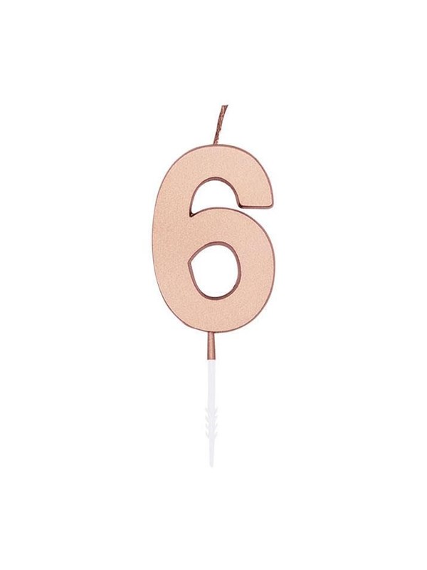 Globos Cake Candle 4.5cm Metallic Rose Gold no. 6