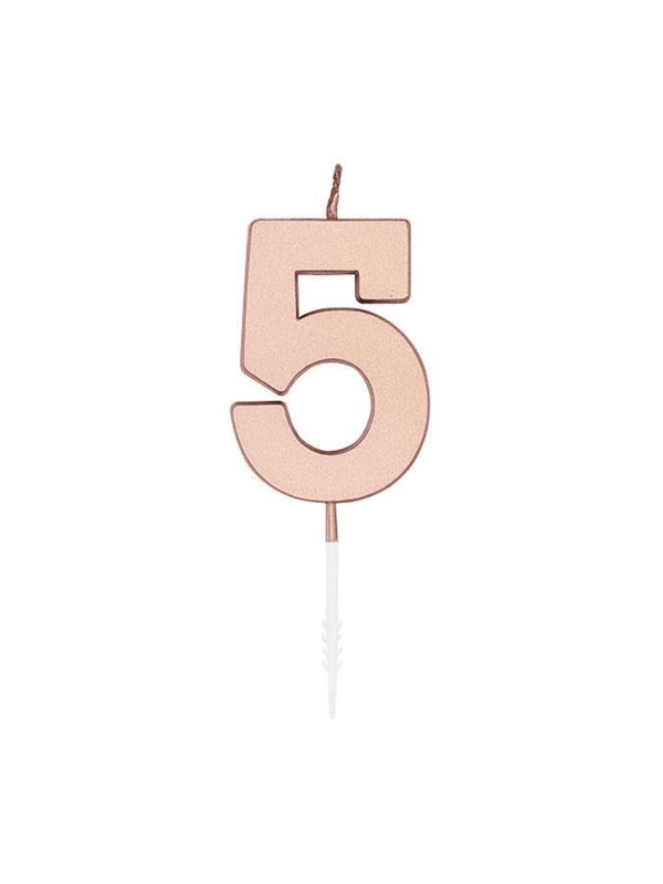 Globos Cake Candle 4.5cm Metallic Rose Gold no. 5