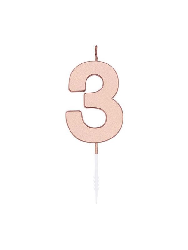Globos Cake Candle 4.5cm Metallic Rose Gold no. 3