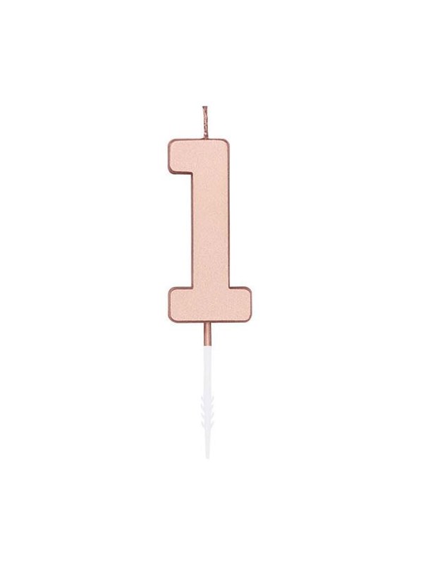 Globos Cake Candle 4.5cm Metallic Rose Gold no. 1