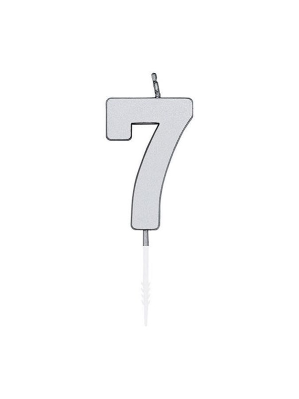 Globos Cake Candle 4.5cm Metallic Silver no. 7