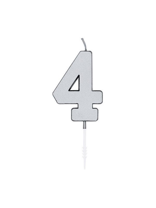 Globos Cake Candle 4.5cm Metallic Silver no. 4