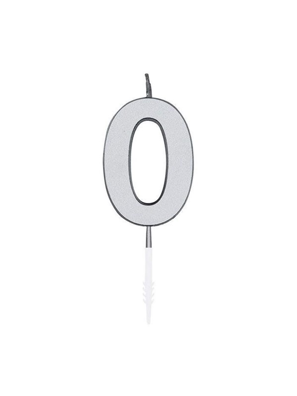Globos Cake Candle 4.5cm Metallic Silver no. 0