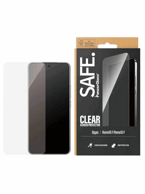 SAFE by PanzerGlass Screen Protector OPPO Reno16 F | Ultra-Wide Fit