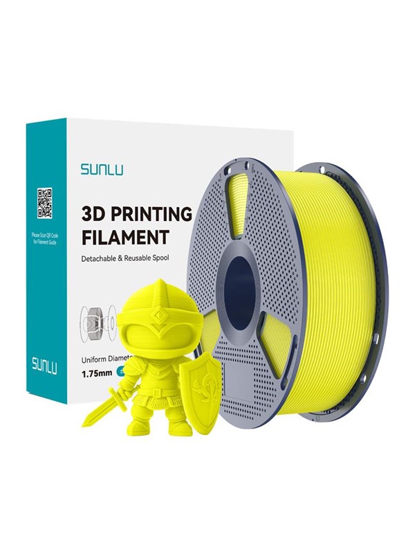 Sunlu PLA+ Filament til 3D Printer - 1.75mm, 1kg - Gul