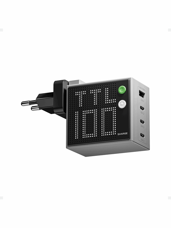 SHARGE Pixel 100W GaN-oplader - EU - grå - GEEKD.dk