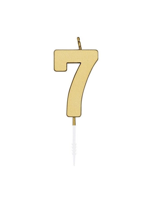 Globos Cake candle 4.5cm Metallic Gold no. 7