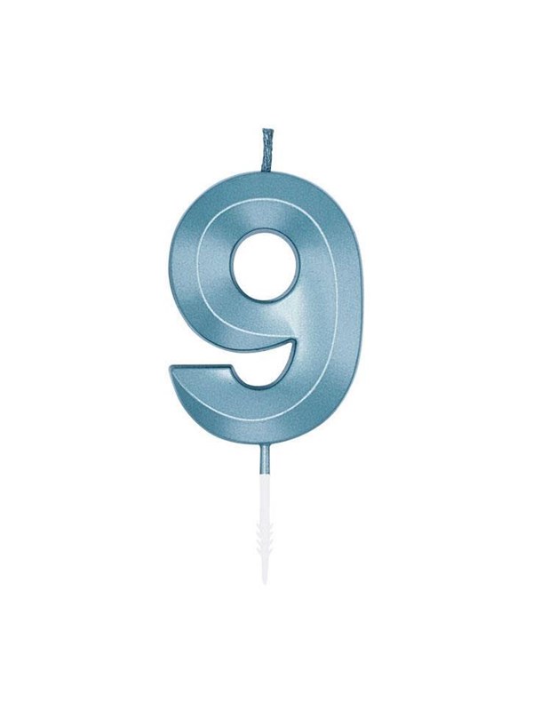 Globos Cake Candle 6cm Metallic Light Blue no. 9