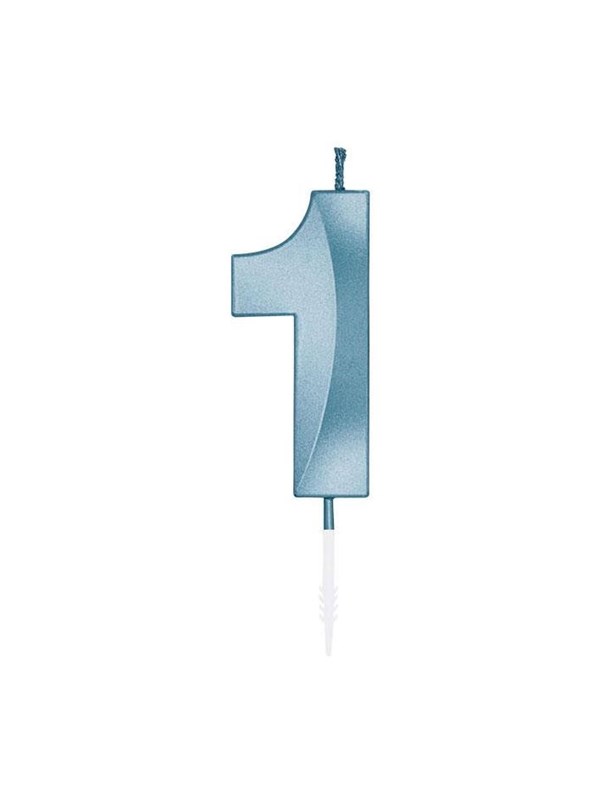 Globos Cake Candle 6cm Metallic Light Blue no. 1