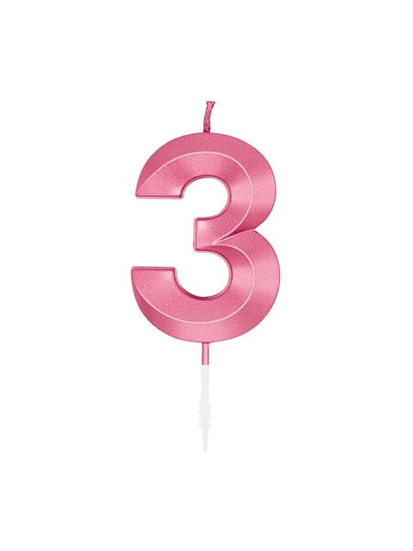 Globos Cake Candle 6cm Metallic Light Pink no. 3