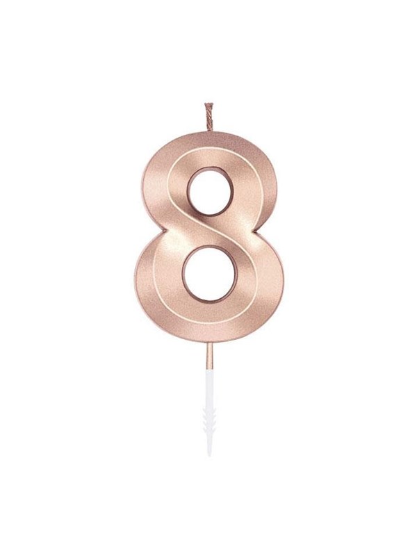 Globos Cake Candle 6cm Metallic Rose Gold no. 8