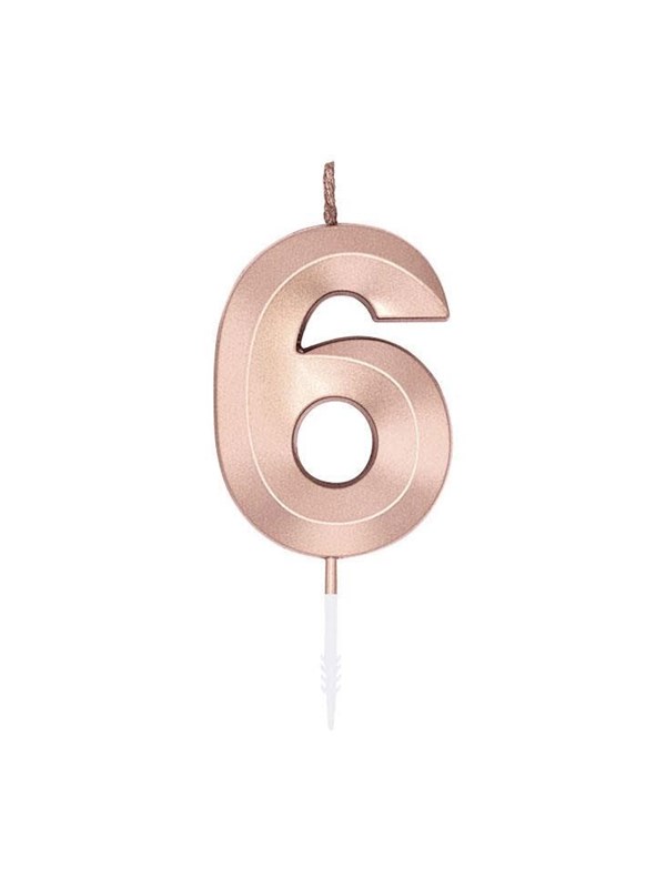 Globos Cake Candle 6cm Metallic Rose Gold no. 6