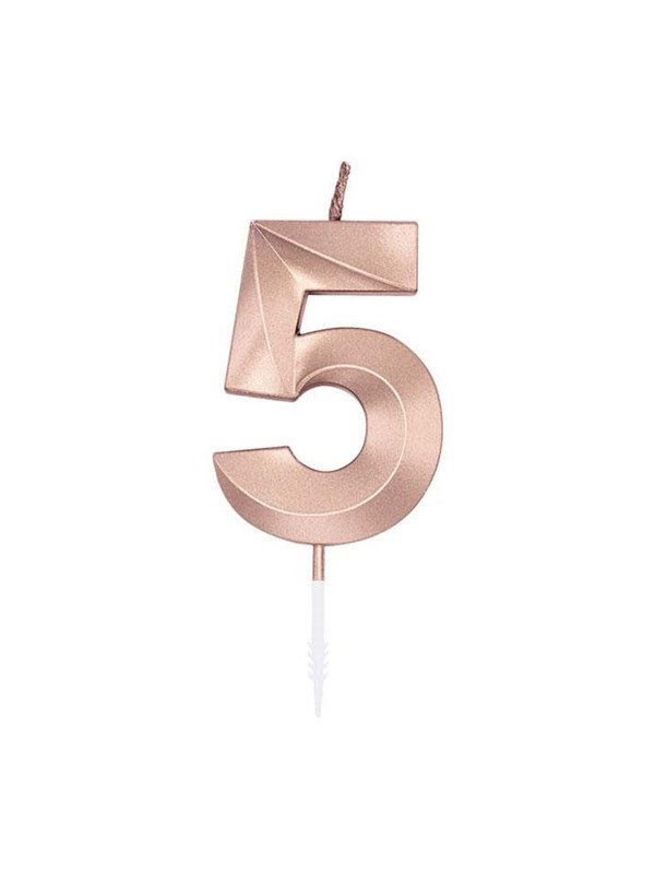 Globos Cake Candle 6cm Metallic Rose Gold no. 5
