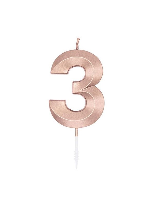 Globos Cake Candle 6cm Metallic Rose Gold no. 3