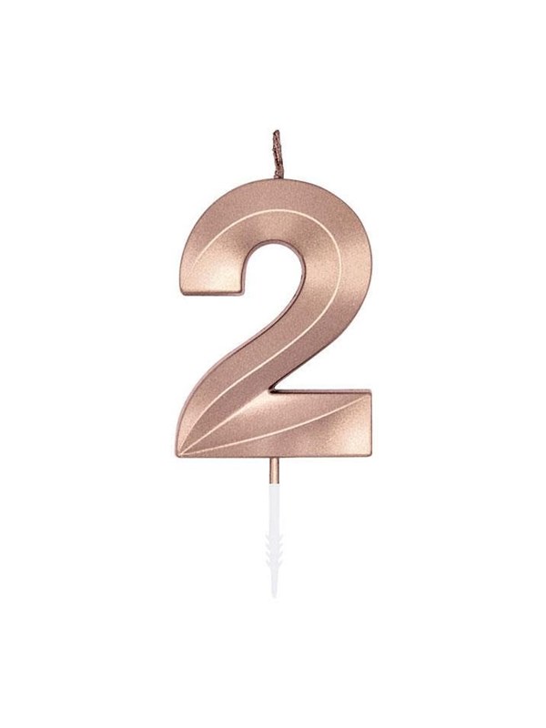 Globos Cake Candle 6cm Metallic Rose Gold no. 2