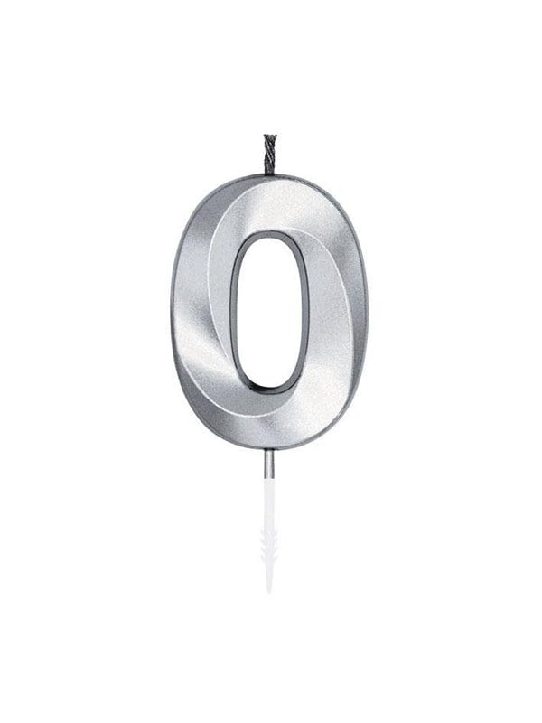 Globos Cake Candle 6cm Metallic Silver no.0
