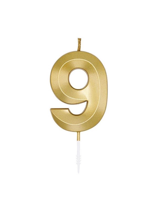 Globos Cake Candle 6cm Metallic Gold no. 9