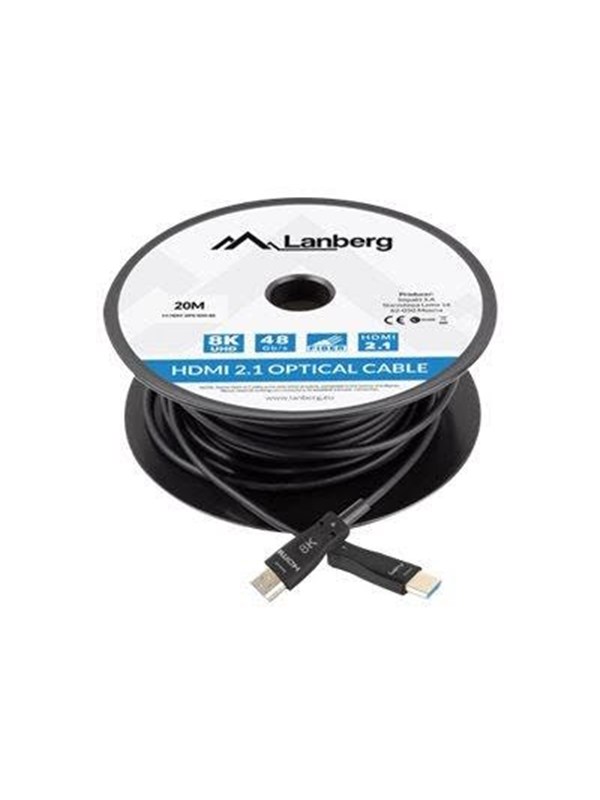 Lanberg CA-HDMI-30FB-0200-BK HDMI 2.1-kabel 20 m - sort