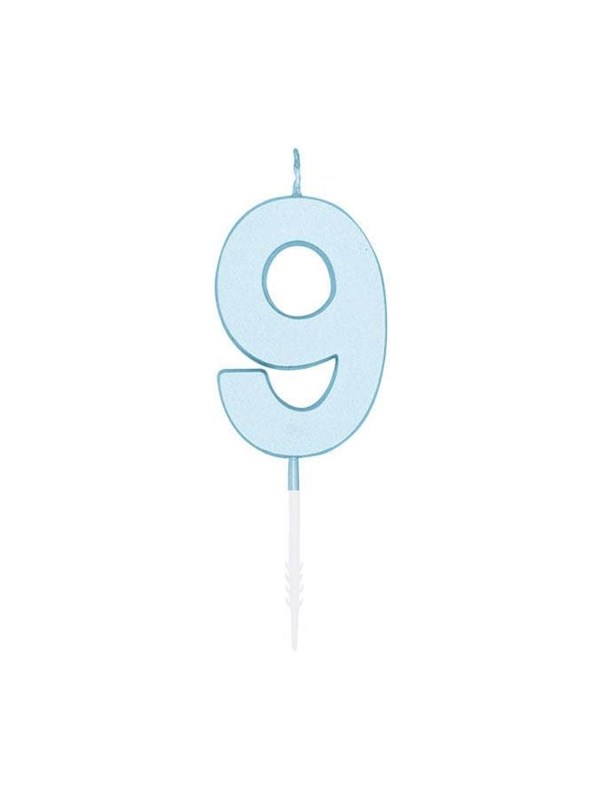 Globos Cake candle 4.5cm Pastel Blue no. 9