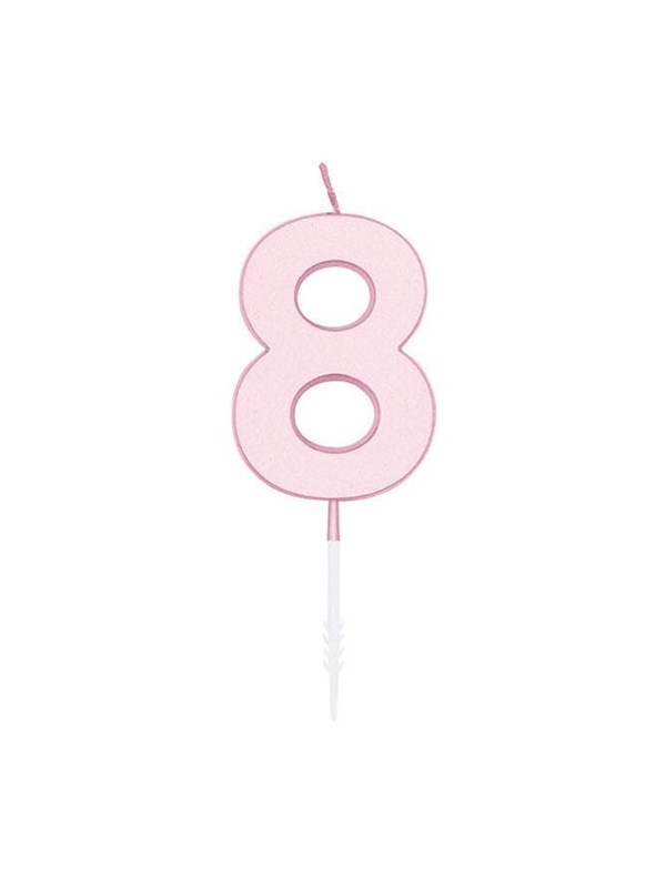 Globos Cake candle 4.5cm Pastel Pink no. 8