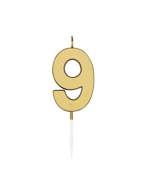 Globos Cake candle 4.5cm Metallic Gold no. 9