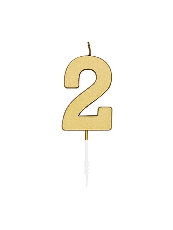 Globos Cake Candle 4.5cm Metallic Gold no. 2