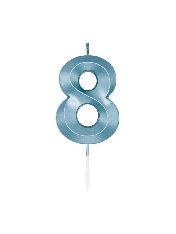 Globos Cake Candle 6cm Metallic Light Blue no. 8