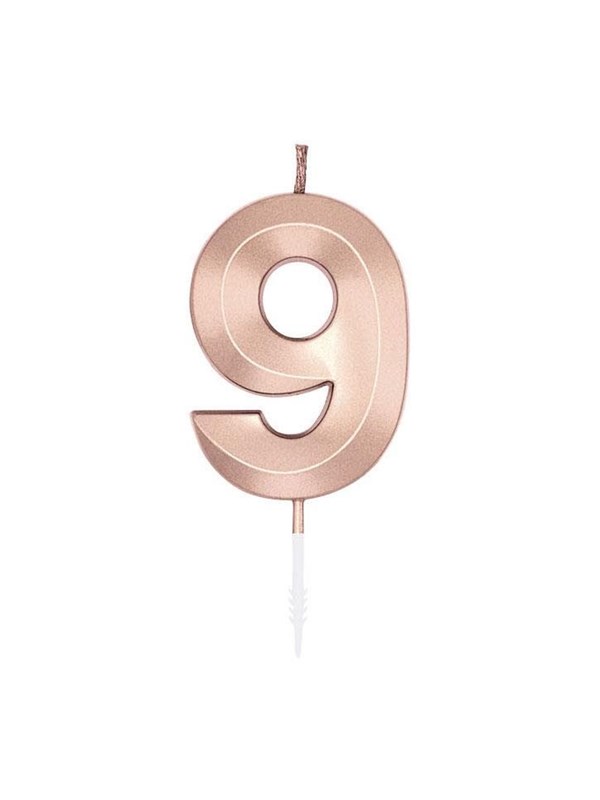 Globos Cake Candle 6cm Metallic Rose Gold no. 9