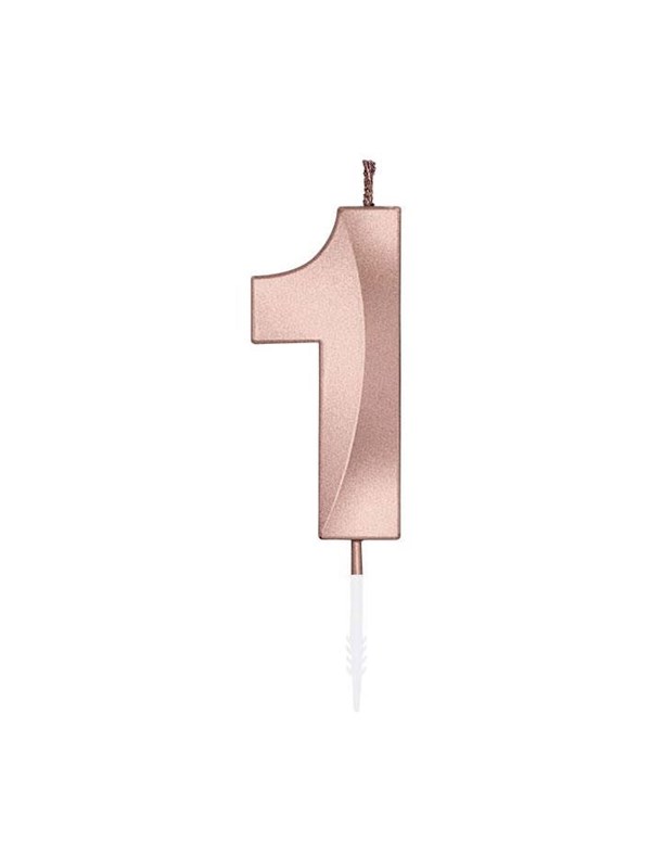 Globos Cake Candle 6cm Metallic Rose Gold no. 1
