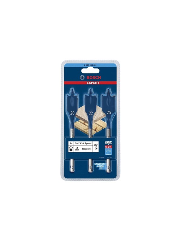 Bosch Expert - Borebitsæt - for træ, spånplade, blødtræ, partikeltavle - 3 stykker - 25 mm, 20 mm, 22 mm - længde: 152 mm