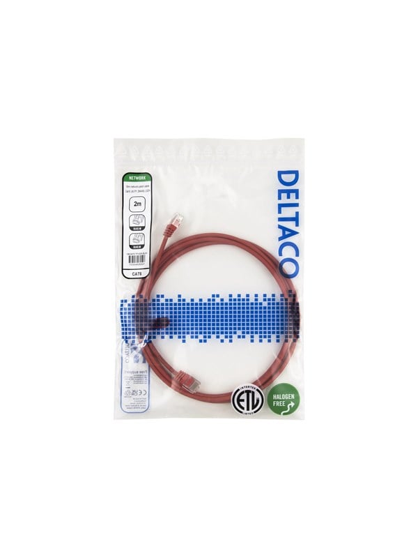 Deltaco patch cable - 2 m - red - Rød