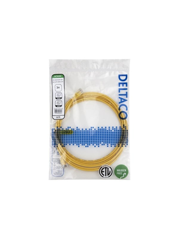 Deltaco patch cable - 3 m - yellow - Gul