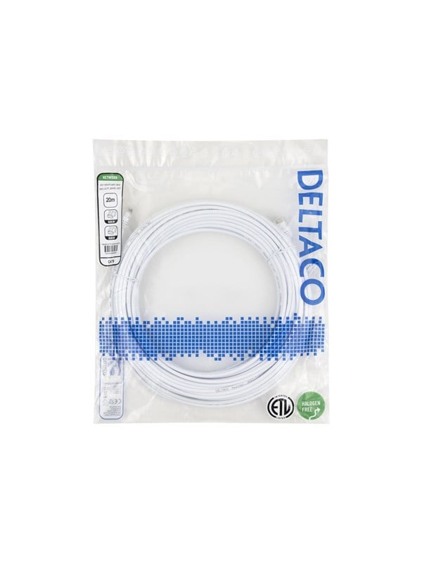 Deltaco patch cable - 20 m - white - Hvid