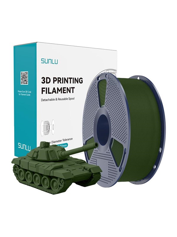 Sunlu High-Speed PLA+ Filament til 3D Printer - 1.75mm, 1kg - Olivengrøn