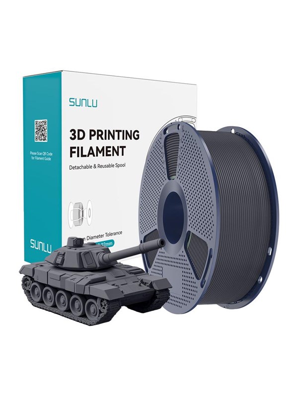 Sunlu High-Speed PLA+ Filament til 3D Printer - 1.75mm, 1kg - Grå